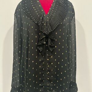 Ann Taylor Black Top with Gold Dots